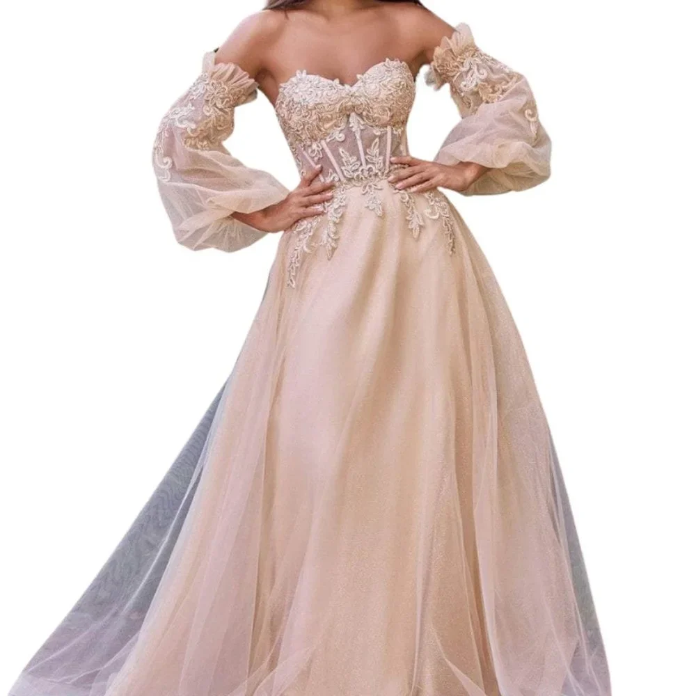 Ladivine CD948 Prom  Dress Nude Size 6
